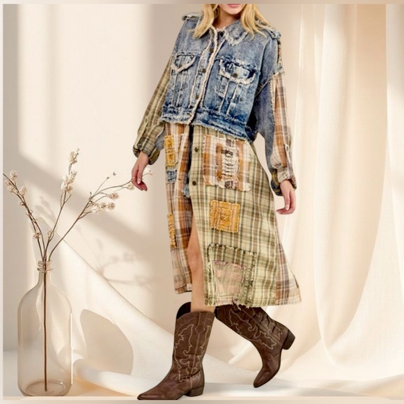 Oli & Hali Jackets & Blazers - Oli & Hali The Rodeo Poet Jacket | Denim Patchwork Longline Shirt Coat